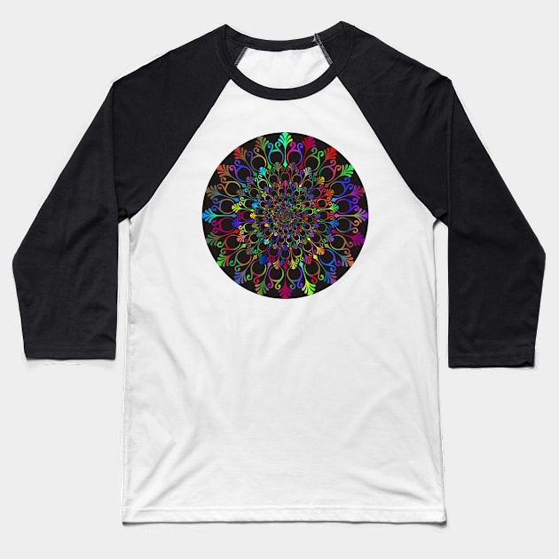 Multicoloured art deco style vortex 2 Baseball T-Shirt by Montanescu